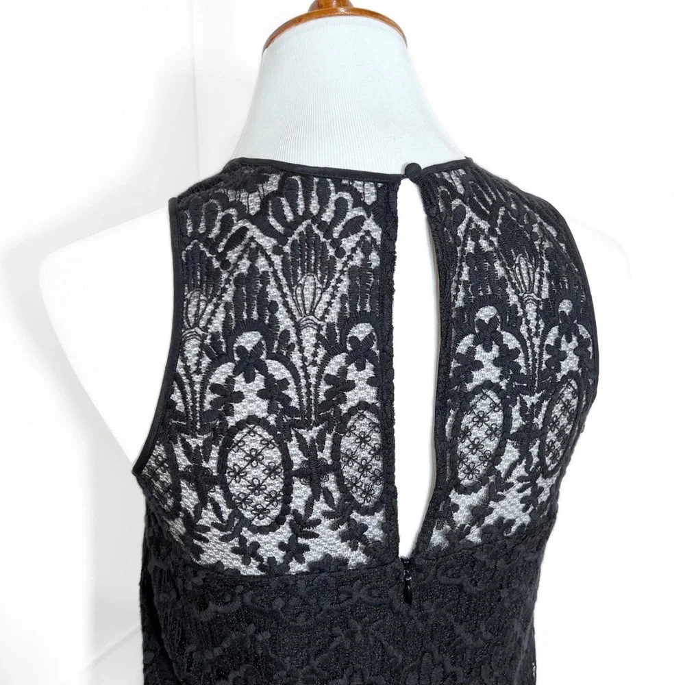 Joie Black Floral Scroll Lace Sleeveless LBD Sheath Mini Cocktail Dress - Picture 9 of 14